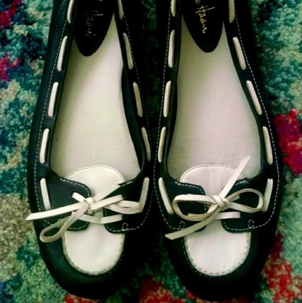 Cole Haan Nike Air Black And White Leather Loafers Size 6.5